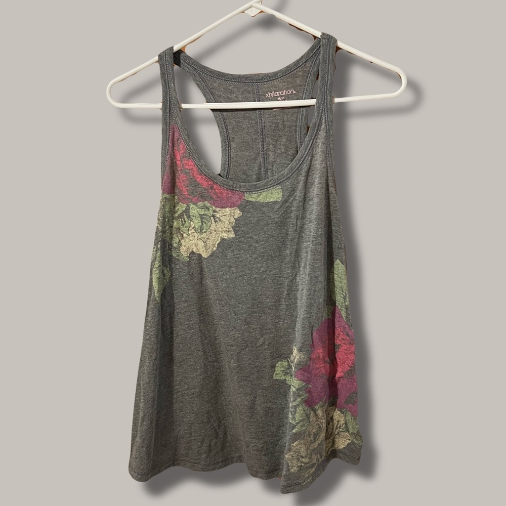 Xhilaration Gray Floral Tank Top